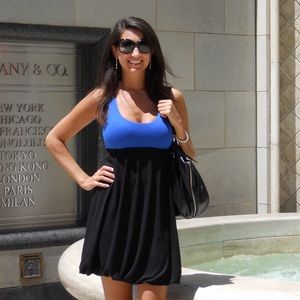Black and blue racerback dress